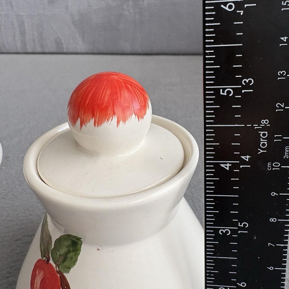 Apple Red Cream And Sugar Set Hand painted Vintage Dinnerware MCM Handmade - Picture 15 of 16